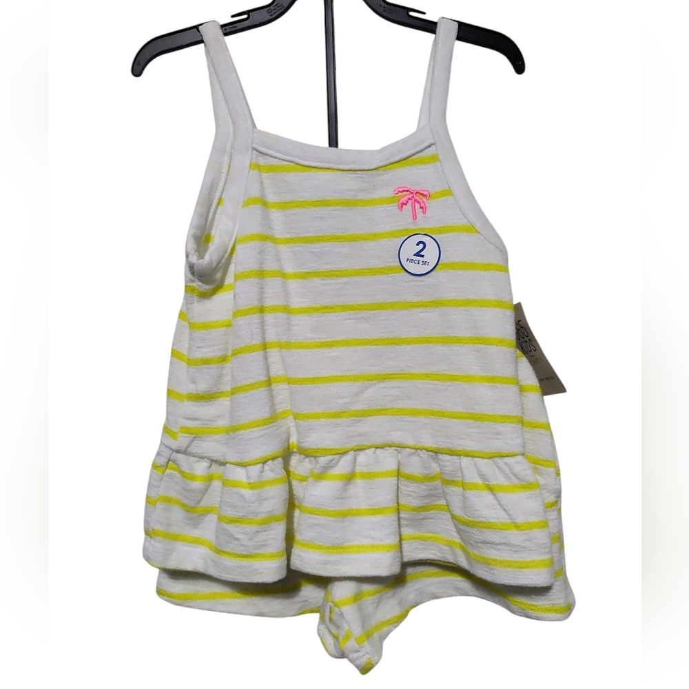 365 Kids By Garanimals Yellow and White Striped 2pc Outfit Size 5 NWT